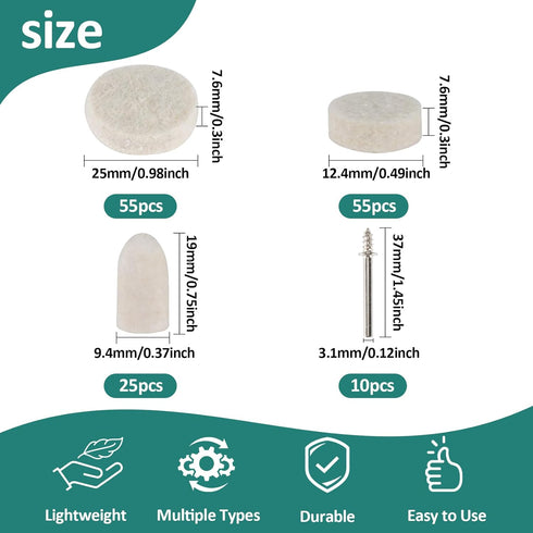 Sukh 145PCS Wool Felt Polishing Pad - Felt Buffing Pad Wool Polishing Bits Felt Polishing Buffing Wheel Polishing Buffing Wheel for Polishing Kit ...